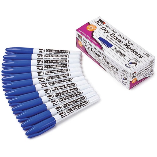 [47315 CLI] 12ct Blue Bullet Tip Pocket Style Dry Erase Markers
