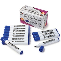 [47915 CLI] 12ct Blue Chisel Tip Barrel Style Dry Erase Markers
