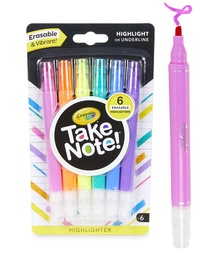 [586504 BIN] 6ct Crayola Take Note Erasable Highlighters