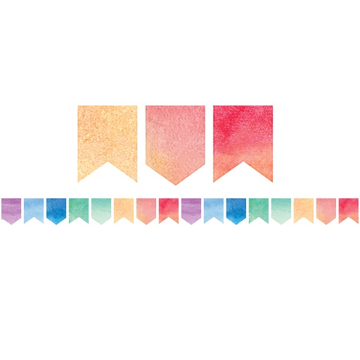 [3572 TCR] Watercolor Pennants Die-Cut Border Trim