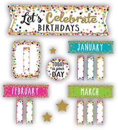 [5884 TCR] Confetti Let’s Celebrate Birthdays Mini Bulletin Board Set