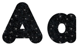 [79944 T] Black Sparkle  4 inch Casual Font Ready Letters