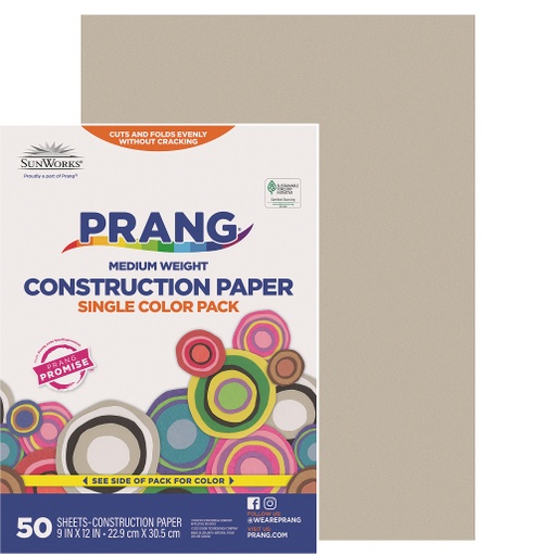[8803 PAC] 9x12 Gray Sunworks Construction Paper 50ct Pack