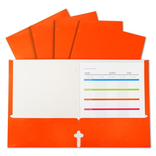 [06312 CL] Orange Laminated Paper Two Pocket Portfolios 25ct
