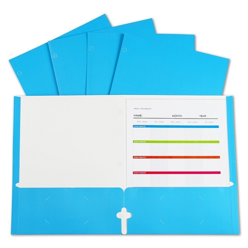 [06315 CL] Blue Laminated Paper Two Pocket Portfolios 25ct