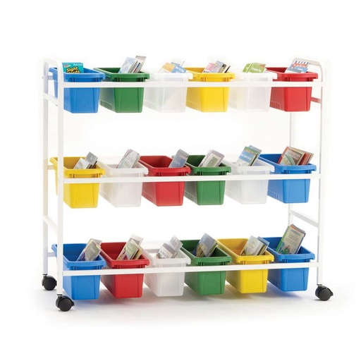[BB00518 CPN] Book Browser Cart with 18 Small Tubs