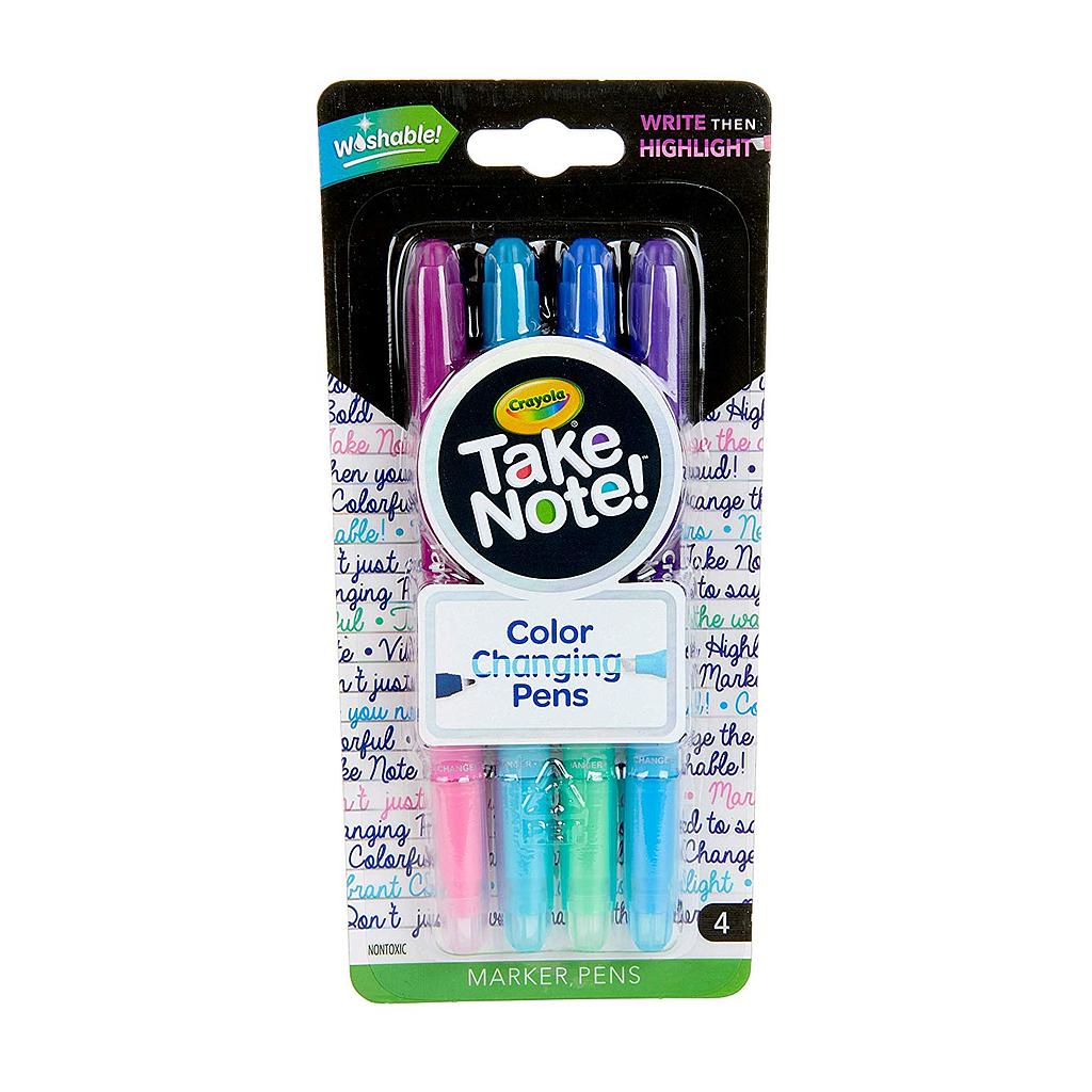 Crayola 4ct Take Note! Color Changing Highlighter Pens Teacher Direct