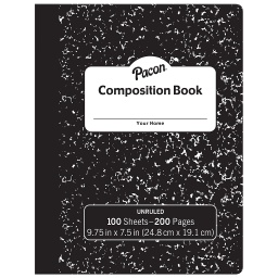 [MMK37145 PAC] Black Unruled Marble Composition Book