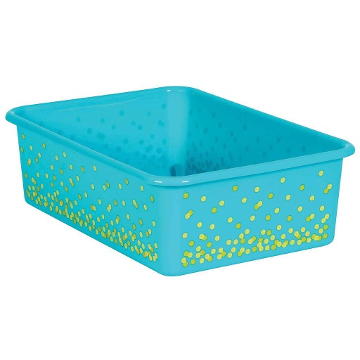 [20900 TCR] Teacher Created Resources® Teal Confetti Large Plastic Storage Bin,16-1/4" W x 5" H x 11-1/2" D