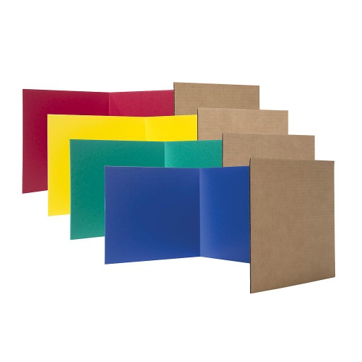 [61245 FS] 12ct Assorted Color 12" Corrugated Paper Study Carrel
