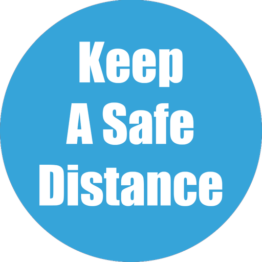 [97070 FS] Keep Safe Distance Non-Slip Floor Stickers Cyan 5 Pack
