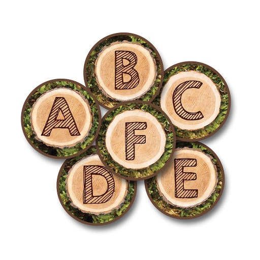 [60626 CFK] Alphabet Tree Rounds Seating Kit Set of 26, 12" Rounds