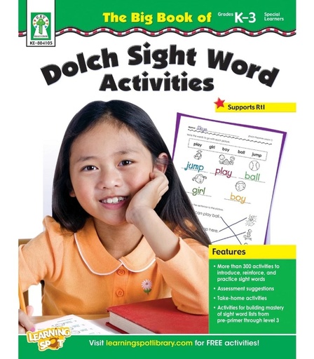 [804105 CD] The Big Book of Dolch Sight Word Activities Resource Book Grade K-3