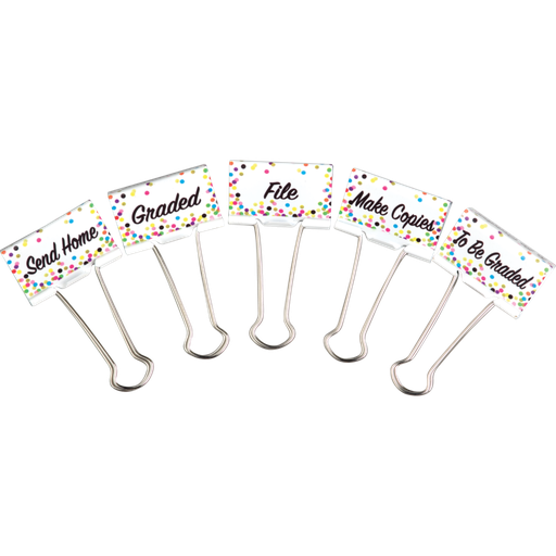 [20855 TCR] 5ct Confetti Classroom Management Large Binder Clips