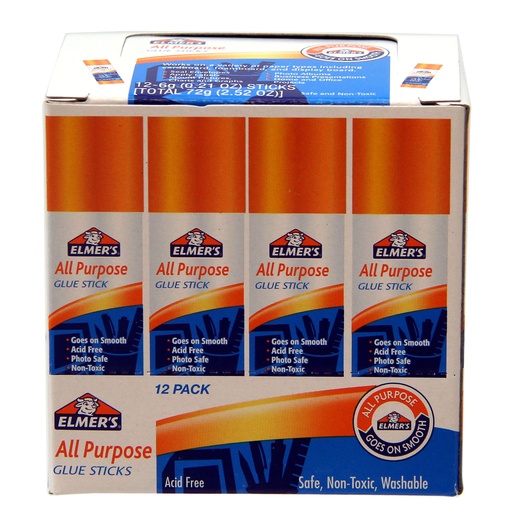[E510 ELM] Elmer's All Purpose Glue Sticks .21oz Clear 12 pack
