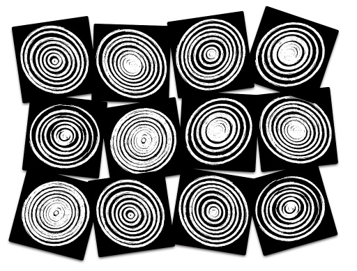 [CW186015S12 FC] Circles Black And White Set Of 12 Seating Squares (CW186015S12 CS)