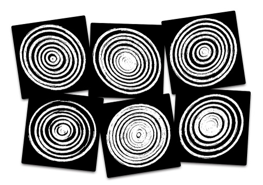 [CW186015S6 FC] Circles Black And White Set Of 6 Seating Squares (CW186015S6 CS)
