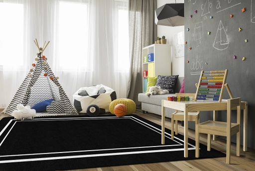 [CA200628SG FC] Simply Stylish Black & White Border 5' X 7'6" Rectangle Carpet