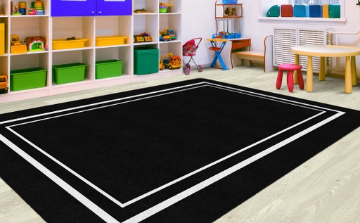 [CA200644SG FC] Simply Stylish Black & White Border 7'6" X 12' Rectangle Carpet