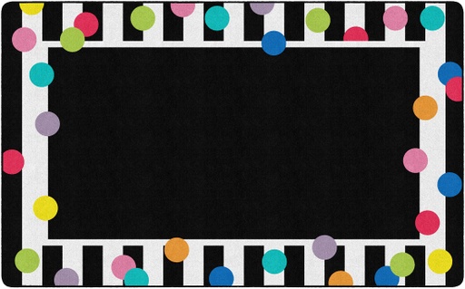 [CA201328SG FC] Just Teach Black White & Bright Polka Dot Border 5' X 7'6" Rectangle Carpet