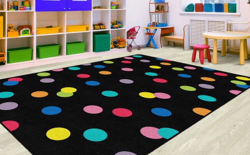 [CA201944SG FC] Just Teach Rainbow Polka Dots 7'6" X 12' Rectangle Carpet