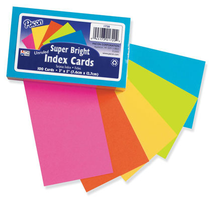 [1720 PAC] 100ct 3in x 5in Super Bright Unruled Index Cards