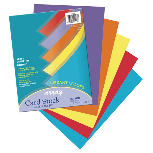 [101167 PAC] 100ct 8.5x11 5 Vibrant Colors Card Stock