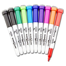 [6108 KS] KleenSlate Small Assorted Color Dry Erase Markers with Eraser