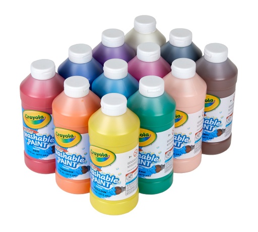 [549718 BIN] 12 Assorted 16oz Crayola Washable Paint     Pack
