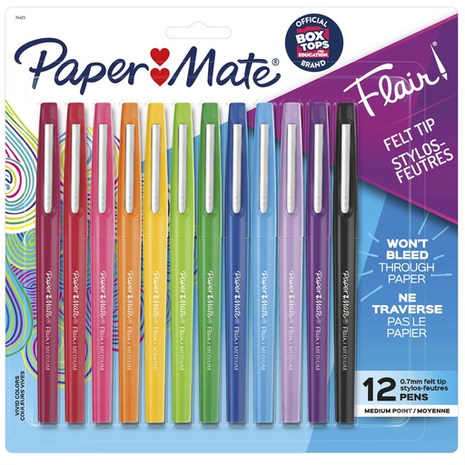 [74423 SAN] 12 Color Med Point Paper Mate Flair Pens