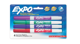 [2138430 SAN] 4 Color Vibrant Expo Low-Odor Dry Erase Fine Tip Markers