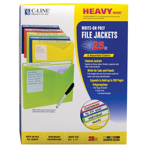 [63060 CL] 25ct Write-On Letter Size Poly File Jackets