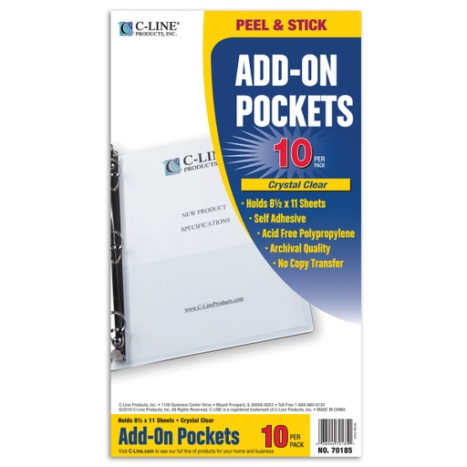 [70185 CL] C-Line Add On Filing Pocket 10 Pack