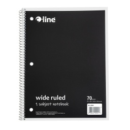 [22041 CL] Black One Subject 70 Sheet Notebook