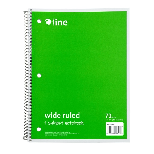 [22043 CL] Green One Subject 70 Sheet Notebook