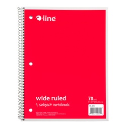 [22044 CL] Red One Subject 70 Sheet Notebook