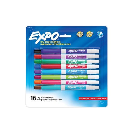 [2138471 SAN] 16 Color Vibrant Expo  Low-Odor Dry Erase Fine Tip Markers