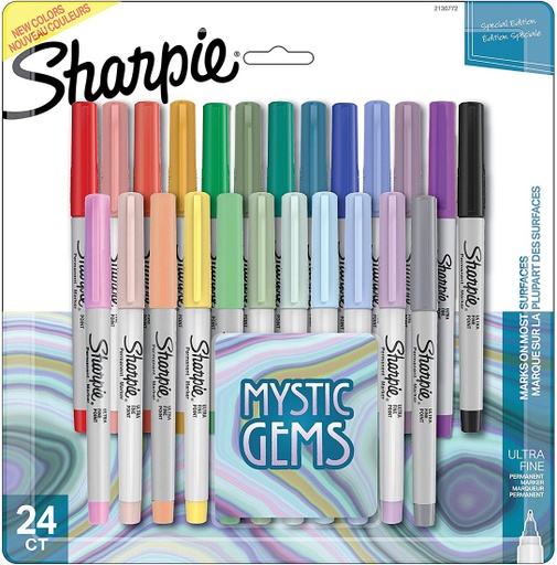 [2136772 SAN] 24ct Sharpie Mystic Gems Ultra Fine Point Permanent Markers