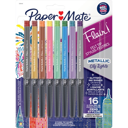 [2129448 SAN] 16ct Paper Mate Medium Flair Metallic Colors Pens
