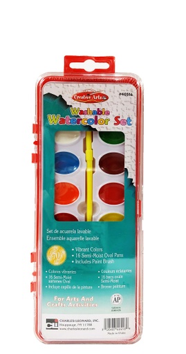 [40516 CLI] 16 Color Semi-Moist Washable Watercolor Set