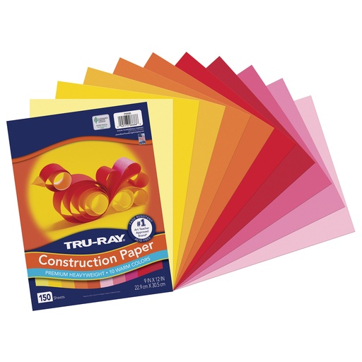 [6686 PAC] 150ct Tru-Ray Warm Colors Construction Paper Assortment