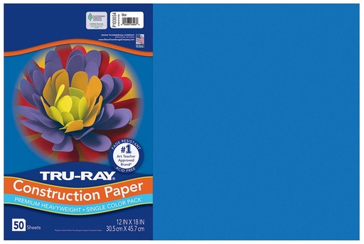 [103054 PAC] 12x18 Blue Tru-Ray Construction Paper 50ct Pack