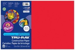 [103432 PAC] 12x18 Festive Red Tru-Ray Construction Paper 50ct Pack