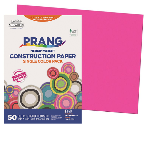 [9107 PAC] 12x18 Hot Pink Sunworks Construction Paper 50ct Pack
