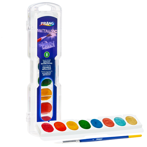 [80516 DIX] Prang Washable Metallic Watercolor Paint Set - 8 Colors with Brush