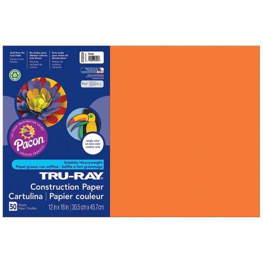 [103034 PAC] 12x18 Orange Tru-Ray Construction Paper 50ct Pack