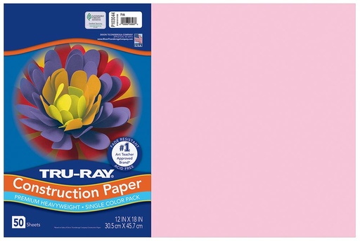 [103044 PAC] 12x18 Pink Tru-Ray Construction Paper 50ct Pack