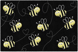 [CA210828SG FC] Bees On Black 5' X 7'6&quot; Rectangle Carpet