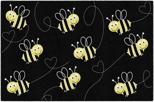 [CA210828SG FC] Bees On Black 5' X 7'6" Rectangle Carpet