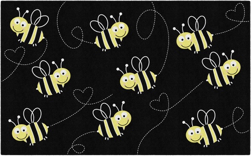 [CA210844SG FC] Bees On Black 7'6" X 12' Rectangle Carpet
